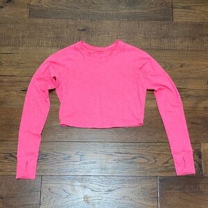 Fleo Foundation Crop Long Sleeve Shirt, neon highlighter pink, size M